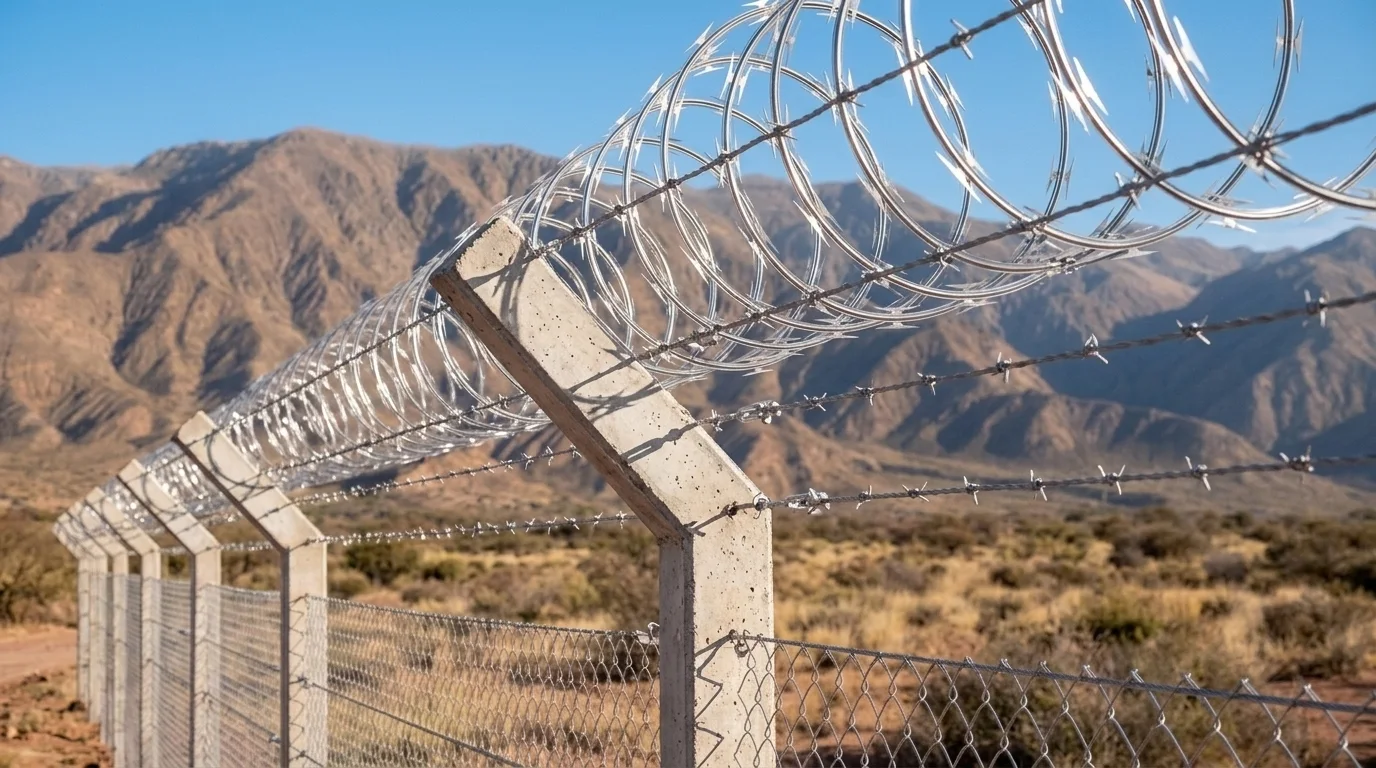 Brazos inclinados a 45 grados con alambre de púas y concertina de acero de alta seguridad